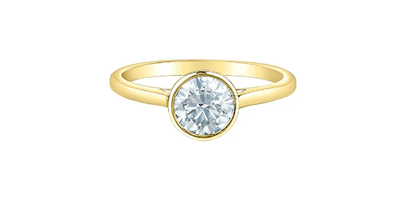 14K Yellow Gold Cttw Lab Grown Round Cut Diamond Engagement Ring