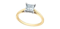 14K Yellow and White Gold Lab Grown Princess Cut Diamond Ring - 4 /