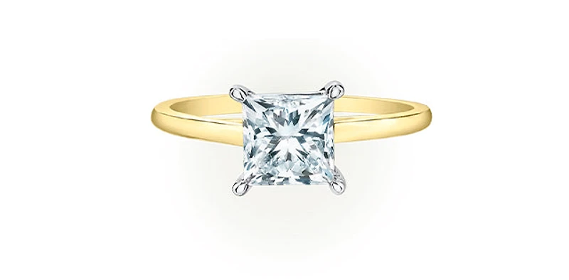 14K Lab Grown 0.50-3.00cttw Four Claw Diamond Ring - Gold / Carat Weight Round Brilliant