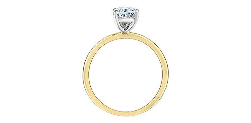 14K Lab Grown Pear Shape Five Claw Diamond Ring