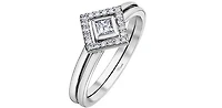 10K White Gold 0.16cttw Princess Cut Canadian Diamond Ring