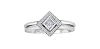 10K White Gold 0.16cttw Princess Cut Canadian Diamond Ring