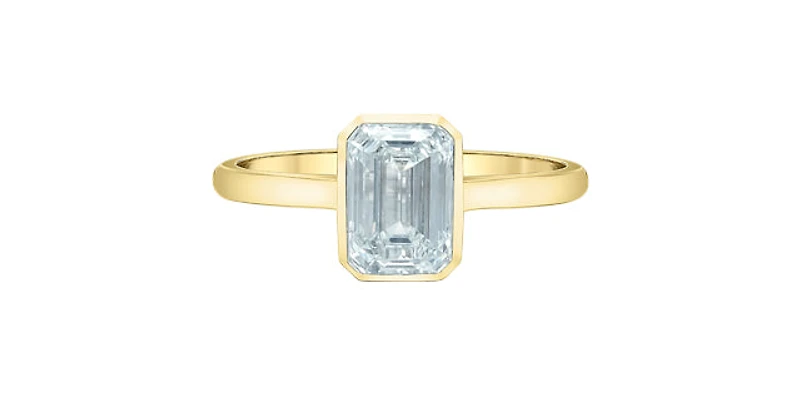 18K Yellow Gold 1.59 CT Lab Grown Emerald Cut Diamond Ring - 4 /