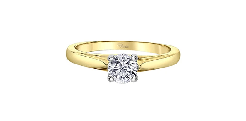 14K Yellow & White Gold 0.70cttw Canadian Diamond Engagement Ring