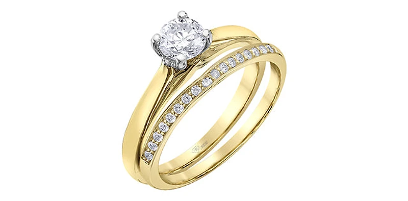 14K Yellow & White Gold 0.70cttw Canadian Diamond Engagement Ring