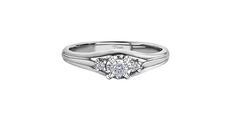 10K White Gold 0.18cttw Canadian Diamond Engagement Ring