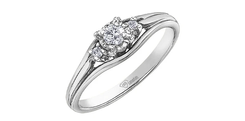 10K White Gold 0.18cttw Canadian Diamond Engagement Ring
