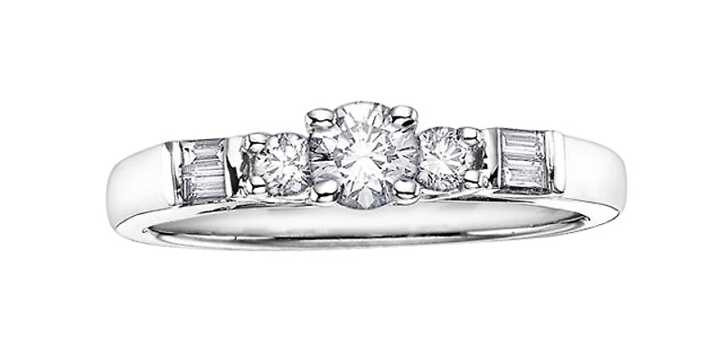 10K White Gold 0.50cttw Canadian Diamond Engagement Ring, Size 6.5