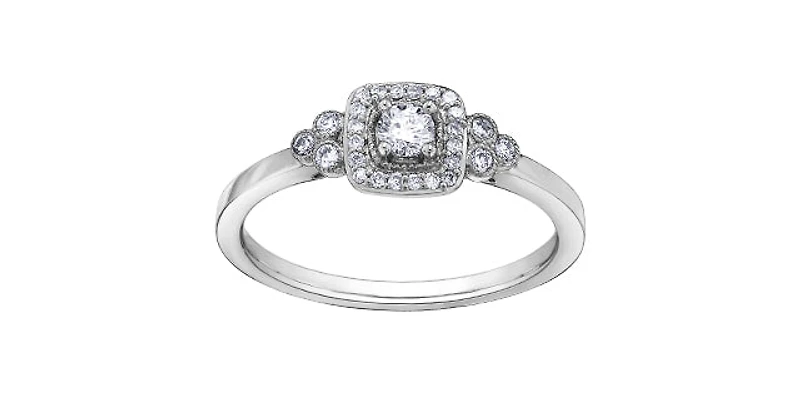 10K White Gold 0.23cttw Canadian Diamond Engagement Ring - 4.5