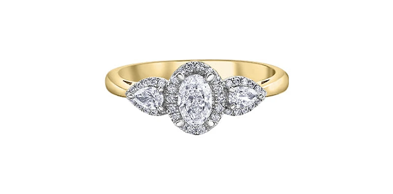 14K Yellow & White Gold 0.60cttw Diamond Engagement Ring - / 4.5