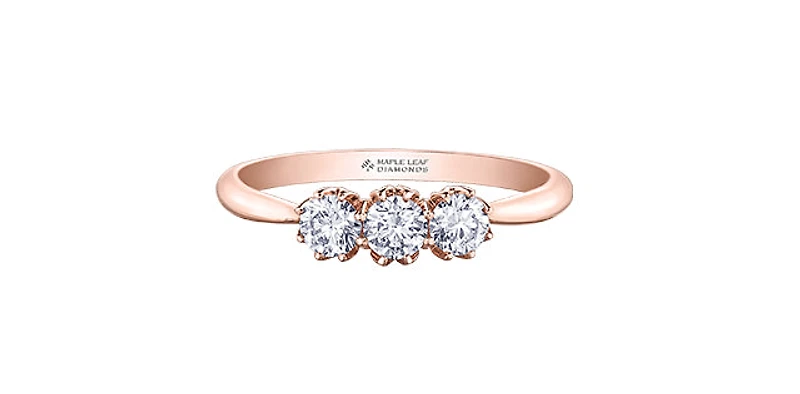 14K Rose Gold 0.50cttw Maple Leaf Canadian Diamond Ring - 4
