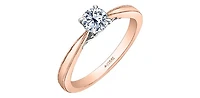 18K Rose Gold 0.75cttw Round Brilliant Cut Canadian Diamond Engagement Ring - / White