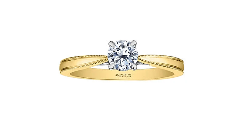 18K Yellow Gold 1.05cttw Round Brilliant Cut Canadian Diamond Engagement Ring - / White