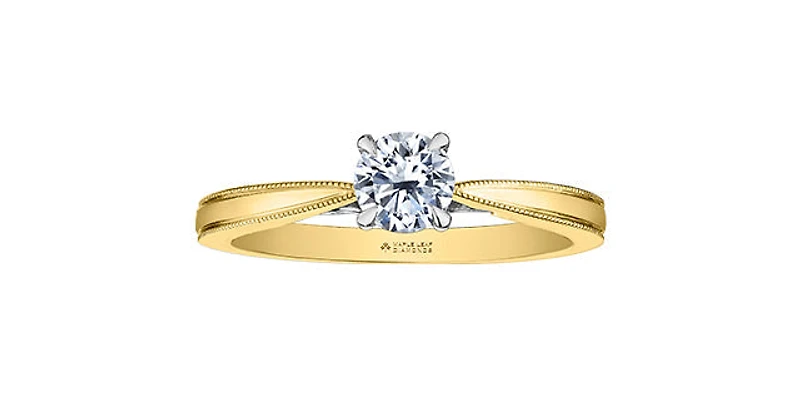 18K Yellow Gold 1.05cttw Round Brilliant Cut Canadian Diamond Engagement Ring - / White