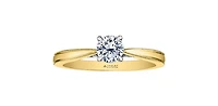 18K Yellow Gold 1.05cttw Round Brilliant Cut Canadian Diamond Engagement Ring - / White
