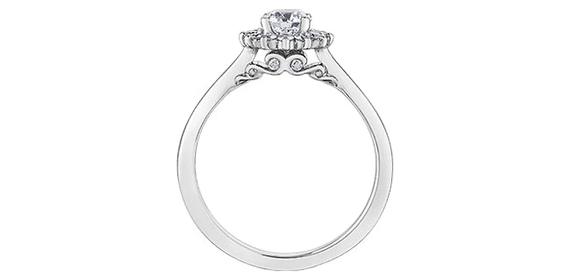 18K White Gold and Palladium 0.58cttw Canadian Diamond Halo Engagement Ring