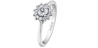 18K White Gold and Palladium 0.58cttw Canadian Diamond Halo Engagement Ring