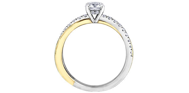 18K Yellow Gold 0.95cttw Round Brilliant Cut Canadian Diamond Engagement Ring - / White