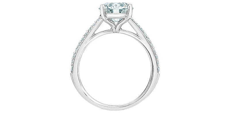 14K White Gold Cttw Lab Grown Round Brilliant Cut Diamond Engagement Ring