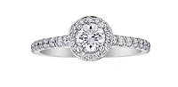 18K White Gold and Palladium 0.75cttw Canadian Diamond Halo Engagement Ring - / 4.5