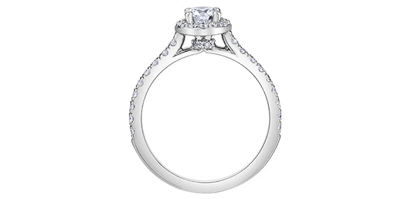18K White Gold and Palladium 1.00cttw Canadian Diamond Halo Engagement Ring - 4.5