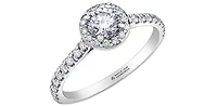 18K White Gold and Palladium 1.00cttw Canadian Diamond Halo Engagement Ring - 4.5