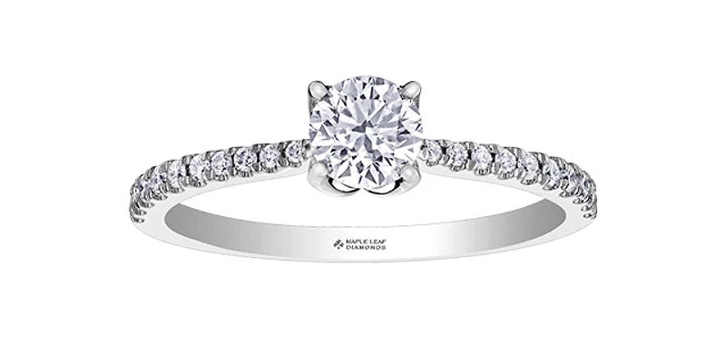 18K White Gold 0.68cttw Canadian Diamond Engagement Ring, Size 6.5 - 4.5