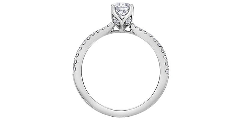 18K White Gold 0.68cttw Canadian Diamond Engagement Ring, Size 6.5 - 4.5