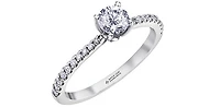 18K White Gold 0.68cttw Canadian Diamond Engagement Ring, Size 6.5 - 4.5