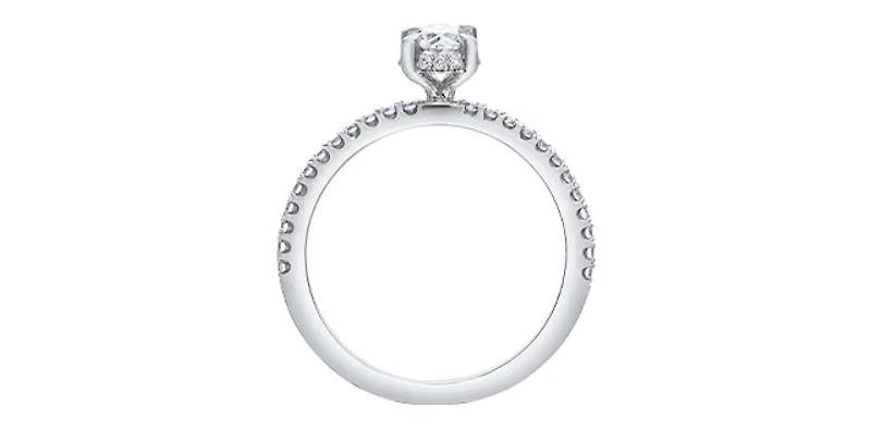 14K White Gold 0.78cttw Oval Cut Canadian Diamond Engagement Ring - /
