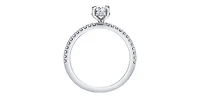 14K White Gold 0.78cttw Oval Cut Canadian Diamond Engagement Ring - /