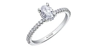 14K White Gold 0.78cttw Oval Cut Canadian Diamond Engagement Ring - /