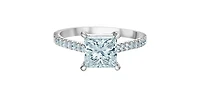 14K White Gold 2.33Cttw Lab Grown Princess Cut Diamond Engagement Ring - /
