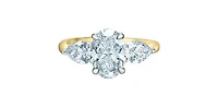 14K Yellow and White Gold 3.0Cttw Lab Grown Oval Cut Diamond Engagement Ring