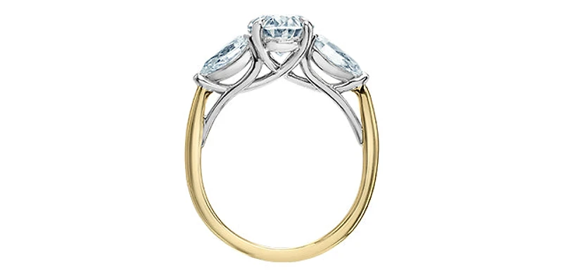 14K Yellow and White Gold 3.0Cttw Lab Grown Oval Cut Diamond Engagement Ring