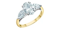 14K Yellow and White Gold 3.0Cttw Lab Grown Oval Cut Diamond Engagement Ring