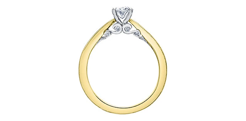 18K Yellow Gold 0.75cttw Oval Cut Canadian Diamond Engagement Ring - / White