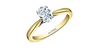 18K Yellow Gold 1.05cttw Oval Cut Canadian Diamond Engagement Ring - / White