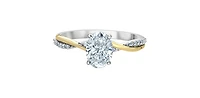14K Yellow and White Gold 1.10Cttw Lab Grown Oval Cut Diamond Engagement Ring