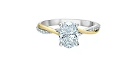 14K Yellow and White Gold 1.60Cttw Lab Grown Oval Cut Diamond Engagement Ring