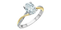 14K Yellow and White Gold 1.60Cttw Lab Grown Oval Cut Diamond Engagement Ring
