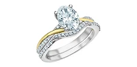 14K Yellow and White Gold 1.60Cttw Lab Grown Oval Cut Diamond Engagement Ring