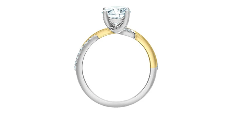 14K White & Yellow Gold 1.60cttw Lab Grown Round Brilliant Cut Diamond Ring