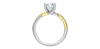 14K White & Yellow Gold 1.60cttw Lab Grown Round Brilliant Cut Diamond Ring