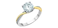 14K White & Yellow Gold 1.60cttw Lab Grown Round Brilliant Cut Diamond Ring