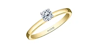 18K Yellow Gold 0.33cttw Round Brilliant Cut Canadian Diamond Hidden Halo Engagement Ring - / White
