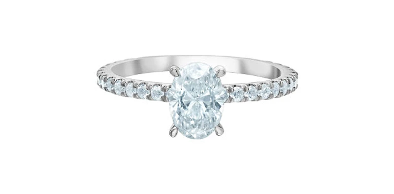 14K White Gold 1.50cttw Oval Cut Lab Grown Diamond Ring - / 4.5