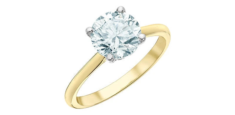 14K Yellow Gold 2.08Cttw Lab Grown Round Brilliant Cut Diamond Engagement Ring With Hidden Halo - / White