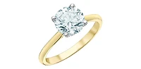 14K Yellow Gold 2.08Cttw Lab Grown Round Brilliant Cut Diamond Engagement Ring With Hidden Halo - / White