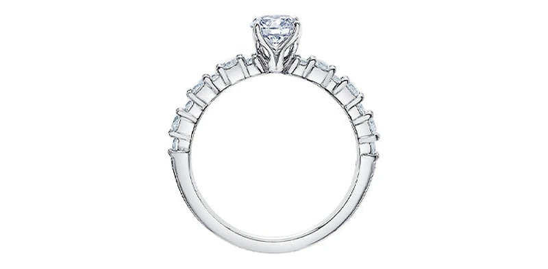 18K White Gold 0.90cttw Canadian Diamond Engagement Ring, Size 6.5